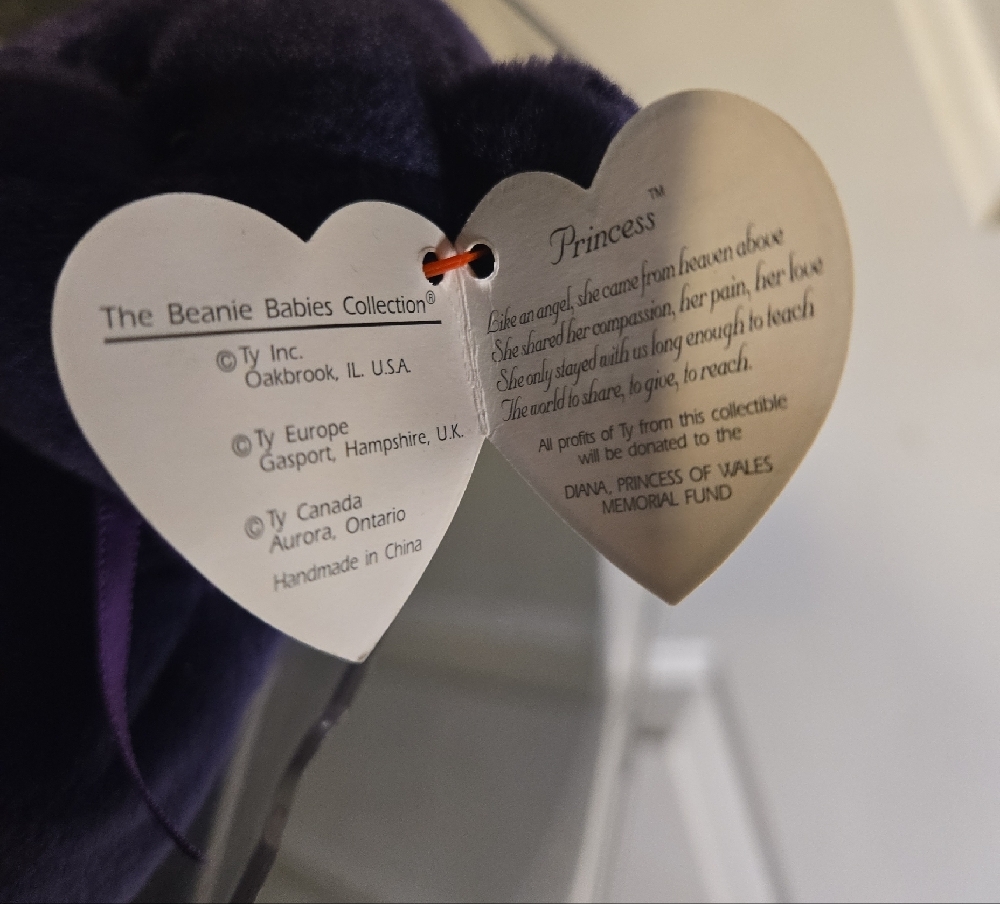 TY Princess Purple Plush Bear w/ Plastic Case Extremely Rare - Picture 6 of 12